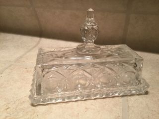 Clear Pressed Glass Covered 1/4 Pound Butter Dish With Lid Vintage