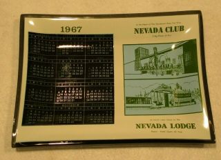 1967 Nevada Lodge Calendar Lake Tahoe Ashtray -