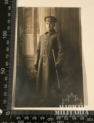 Ww1 Cef Postcard 101st Battalion Studio Pose,  Soldier In Great Coat (16921)
