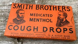 Vintage Smith Brothers Cough Drops Box - Medicated Menthol - Full