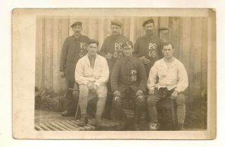 Wwi Rppc: German Prisoners In France.  Posing For Photo.  German Writing On Back.