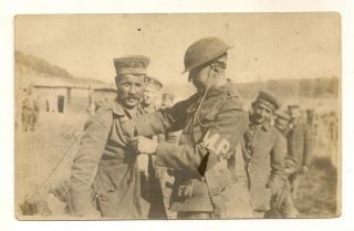 Wwi Rppc: " German Prisoners " Searched By Us Army Mp.  France - Germany C1918