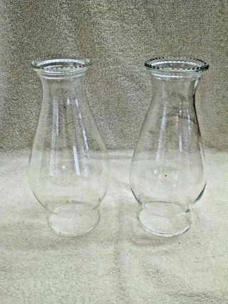 2 Clear Glass Wall Sconce - Chimney - Replacement - Oil Lamp 8 1/2 " Fancy Top - Vg