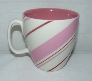 Starbucks Holiday 2007 12 Oz.  Pink Red White Candy Cane Stripe Swirl Mug Cup