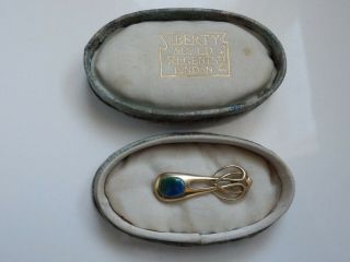 Rare Art Nouveau Liberty & Co Cymric Gold & Enamel Brooch Pin In Liberty Box
