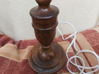 Vintage Polished Oak Hard Wood Turned Wooden Candlestick Form Table Lamp Base 3