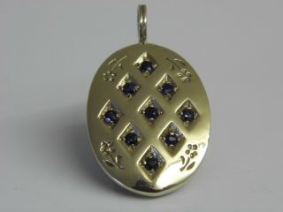 A Fine Large Vintage Hallmarked 9ct Solid Gold Sapphire Cluster Pendant