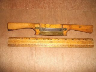 R46 Antique Wood Wooden 12 " Spoke Shave With Brass Wear Skid Plate