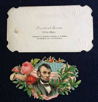 Vintage 1880s Patriotic Die Cut President Abraham Lincoln Presidents