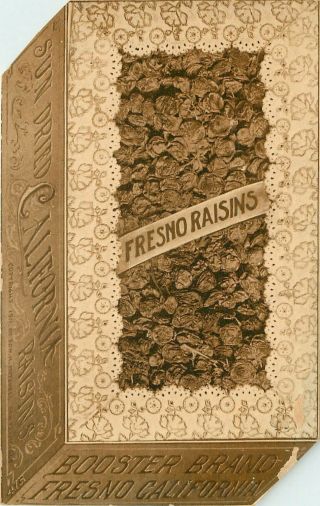 Vintage Die Cut Postcard Box Of Fresno Ca Raisins Agriculture Booster Brand