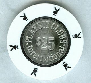 Playboy International Casino (bahamas) Silver Jubilee $25 Chip (cg77906) (su).  Xl