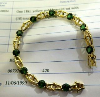 H.  Stern Signed 6.  5ct Green Tourmaline 18k Gold Fine Bracelet Inc H.  Stern 8 "