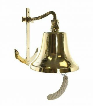 Solid Brass Ships Bell 6 " Anchor Bracket Nautical Maritime Wall Art Decor