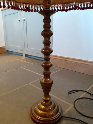 Antique Brass French Empire Lamp with Shade and Wood Base 3