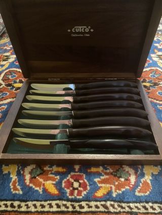 Vintage Cutco Set Of 8 Steak Knives With Wood Case
