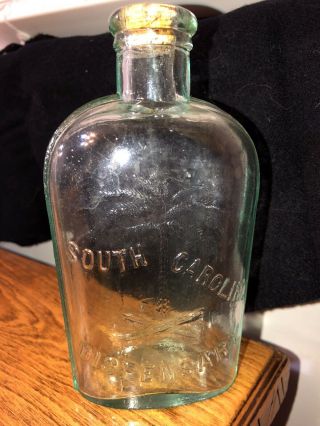 Vintage South Carolina Dispensary Aqua Flask Half Pint Bottle 2