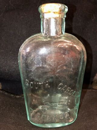 Vintage South Carolina Dispensary Aqua Flask Half Pint Bottle 3