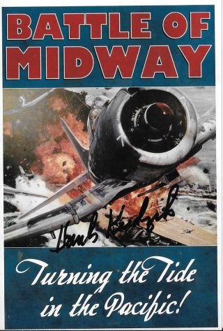 Hank Kudzik Us Navy Battle Of Midway Veteran Rare Battle Of Midway Signed Photo