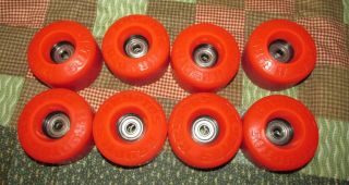 8 Vintage Kryptonics Kryptos Orange Red Skating Wheels Bearings Skateboard Skate