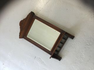 Antique Small Wooden Mirror With Shelf