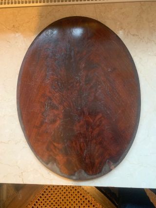 Antique Flame Mahogany Veneer On Oak Oval Panel