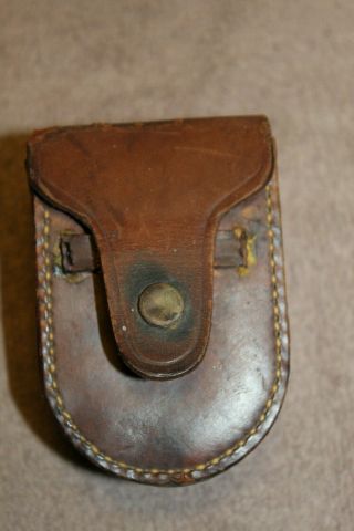 Ww1 U.  S.  Army Issued Marching Compass Leather Case W/belt Bar,  Empty