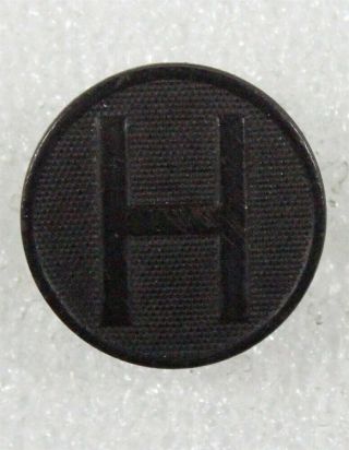 Army Enlisted Collar Disc: " H " (headquarters) - Wwi,  Dark Bronze
