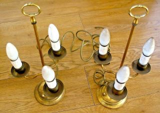 Matching Vintage Benson Style Brass Candalarba Table Lamps Project Job