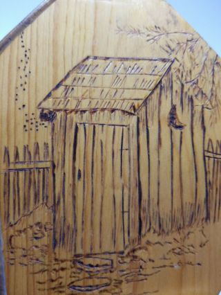Vintage Outhouse Hand Carved Wood Wall Art Plaque Kitsch Country Decor