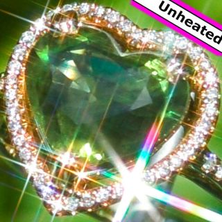 14k Gold 4.  46ct Unheated Green Sapphire Diamond Estate Classic Engagement Ring ↩