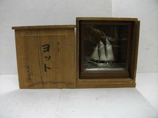 The Sailboat Of Pure Silver Of Japan.  2masts.  48g/ 1.  69oz.  Japanese Antique