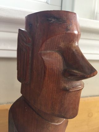 Vintage Carved Native Wood Easter Island Moai Figure Carving Rapa Nui 11.  5” 2