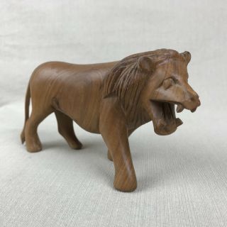 Hand Carved African Lion Vintage Wooden Figurine Besmo