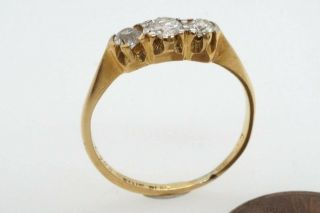 PRETTY VINTAGE ENGLISH 18K GOLD & PLATINUM DIAMOND 3 STONE TRILOGY RING c1930 ' s 2