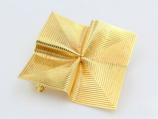 Tiffany & Co 18k Solid Gold Folded Square Vintage Brooch - 947b - 6