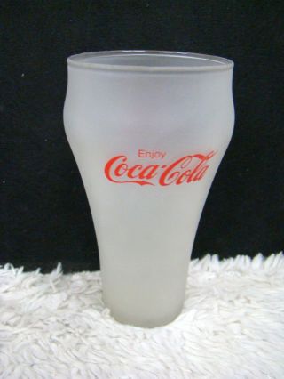 Frosted Glass Soda Fountain Enjoy Coca - Cola Red Lettering 6.  25 " Drinking Glass