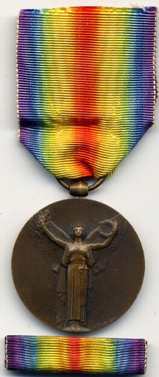 Wwi.  French Inter - Allied Medal,  Barrette For The Victory 1914/1918