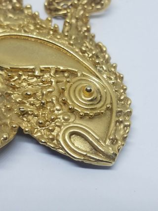 Vintage SASCHA BRASTOFF Modernist Large Fish Gold Tone Pendant Necklace 3