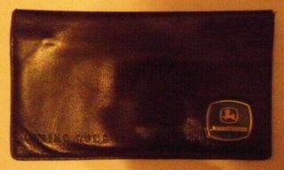 John Deere " Nothing Runs Like A Deere " Leather Checkbook Wallet 7 " X 4 "