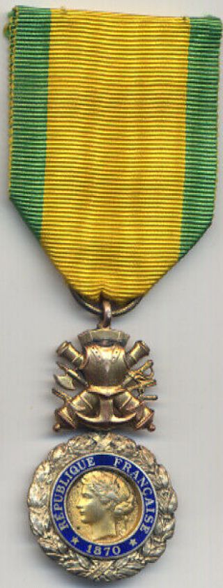 Wwi.  French Silver Medal.  Valeur Et Discipline.  Silver / Enamel