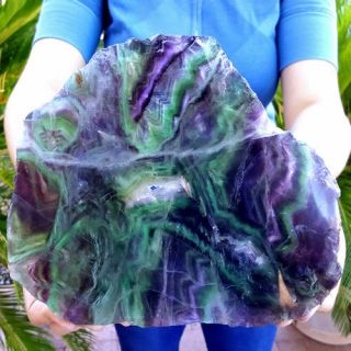 Large Very Decorative 9 1/4 Inch Multicolor Zoned Fluorite Crystal Slab