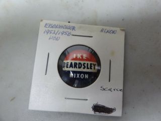 Old Rare Vintage Political Pinback Button Ike Beardsley Nixon President 1952 - 56