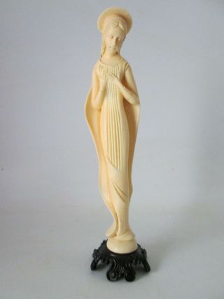 Vintage Virgin Mary Madonna Figurine Ivory Color Art Deco 7 " Christian Decor