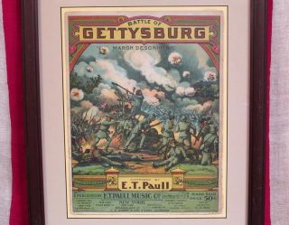 Vintage 1917 ET Paull Battle Of Gettysburg March Sheet Music Military Civil War 2