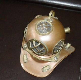 Vintage Copper And Brass Miniature Diving Bell Great Man Cave Display