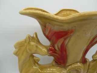 Double Horse Cornucopia Vase Planter Ceramic Vintage 2