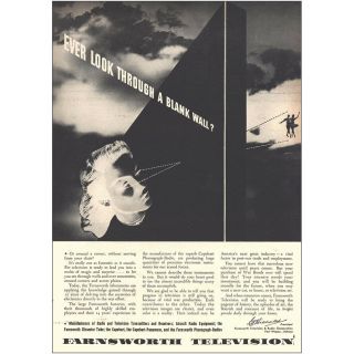 1942 Farnsworth Television: Look Through A Blank Wall Vintage Print Ad
