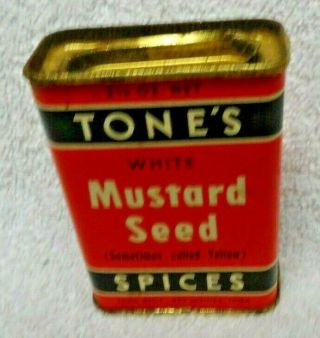 Tones Mustard Seed 2 1/4 Oz Spice Black And Orange Spice Tin