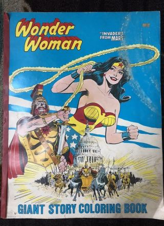 1981 Wonder Woman Invaders From Mars Giant Story Coloring Book Dc Comics 22 " X17 "