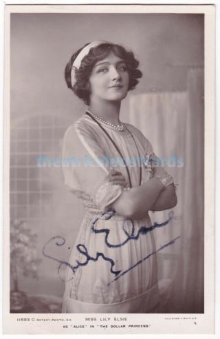 Stage Actress Lily Elsie In The Dollar Princess.  Signed Postcard